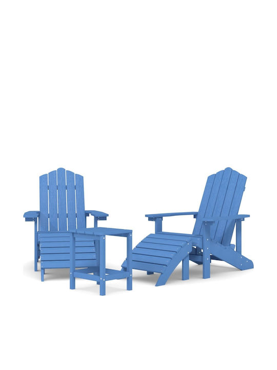 Adirondack Garden Lounge Set for Small Outdoor Spaces 3 Pieces Light Blue