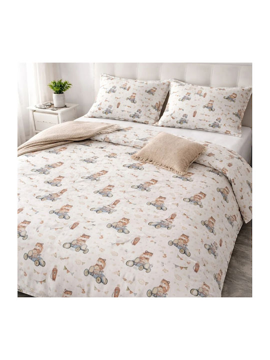Pucioasa Set Huse Pentru Pilote Din Bumbac 200x230cm Dublu Cu 2 Fețe De Pernă Și 1 Cearceaf Cars