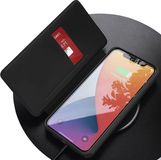 Techsuit Magskin Book Din Silicon Și Piele Artificială Neagră Realme 16 Pro+