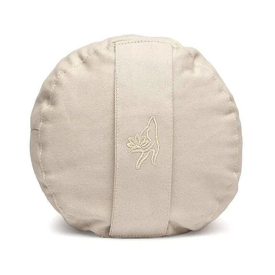 Yoga Bolster Round Yoga Pillow Beige Organic Cotton 60x16cm