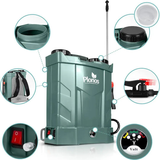 Smartic Drucksprüher 12V mit Batterie 8Ah mit Gewicht 16lt in Roter Farbe