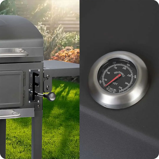 Smartic Stainless Steel Charcoal Grill with Thermometer 31.5x31.5cm