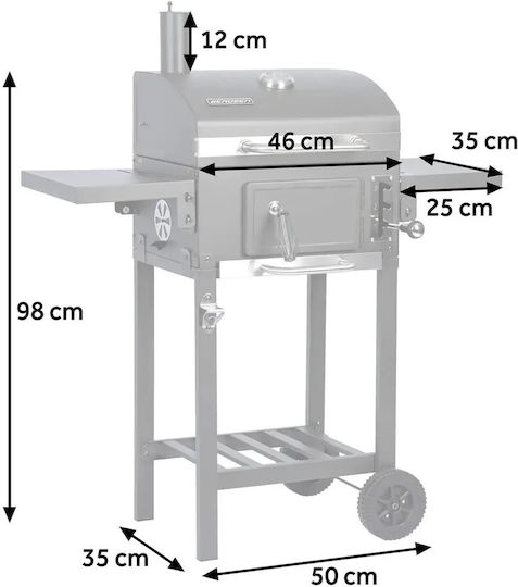 Smartic Stainless Steel Charcoal Grill with Thermometer 31.5x31.5cm
