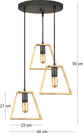 Megapap Tekli Pendant Ceiling Light with E27 Socket 40x30x90cm
