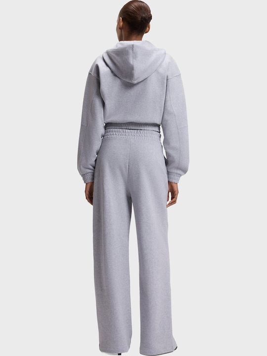 Women's Sweatshirt Cardigan Hooded Light Grey Melange