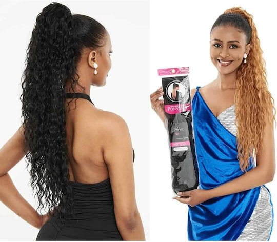 Ponytail Αλογοουρά Συνθετικές Τρέσες Kanekalon Υψηλής Ποιότητας Κλάμερ Water Wave Καστανική #6 71cm