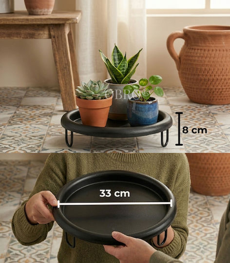 Ceramic Pot Plate Black 33x33cm OBROGARDEN1