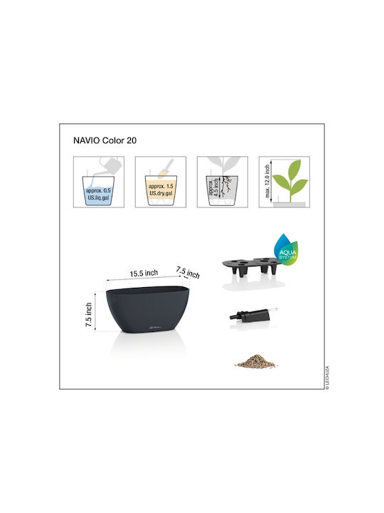 Lechuza Self-watering Flower Pot Slate 39x19x18cm
