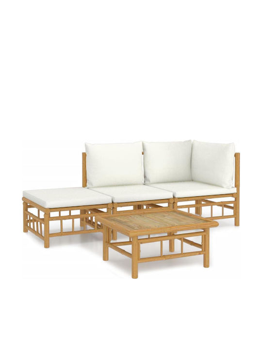 Garten- und Outdoor-Möbelsets 4 Stück Weiß Crem mit Kissen