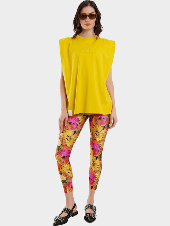 Bubble Women's Summer Cotton Sleeveless Yellow Blouse