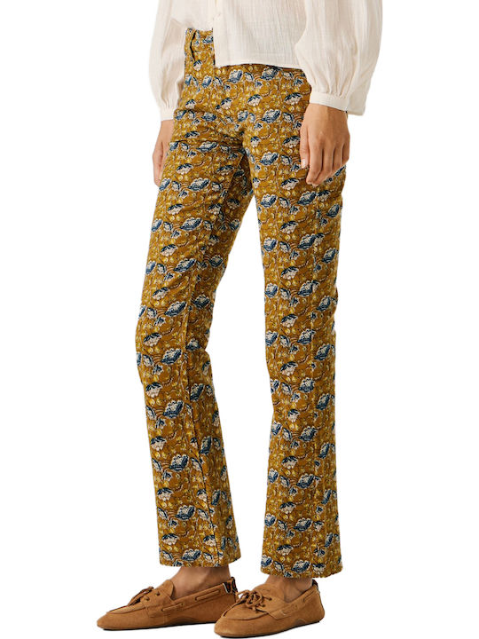Pantaloni Dama Din Țesătură Bej