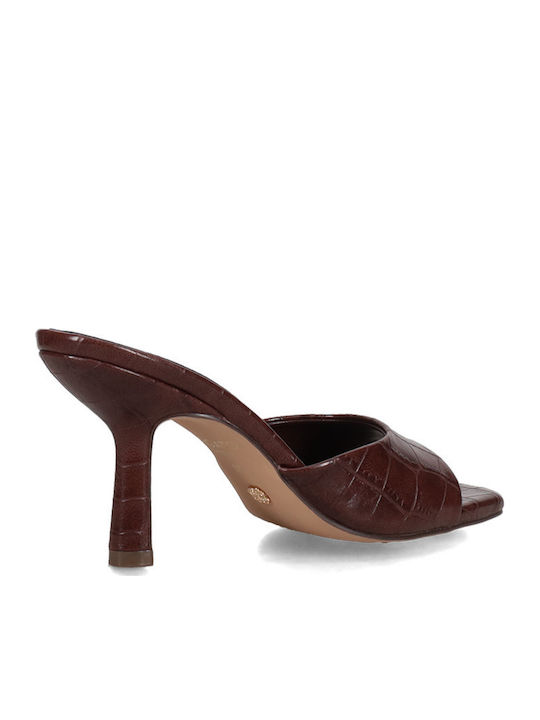 Mules with High Heel in Brown Colour