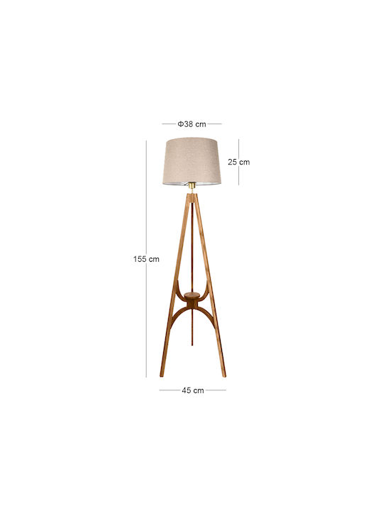 Megapap Solen Φωτιστικό Δαπέδου Υ155xΜ45εκ. με Ντουί για Λαμπτήρα E27 Μπεζ
