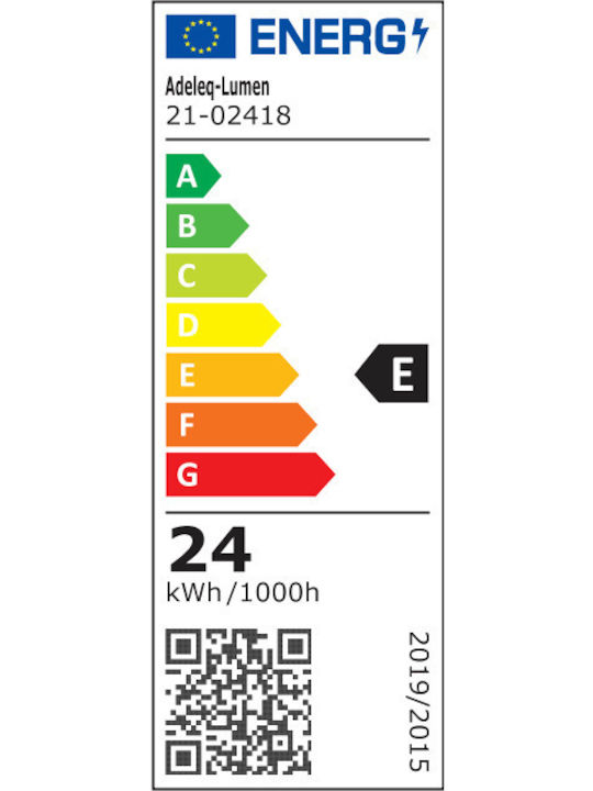 Adeleq Rundes Vertieftes LED-Panel 24W mit Warmweißem Licht 225cm