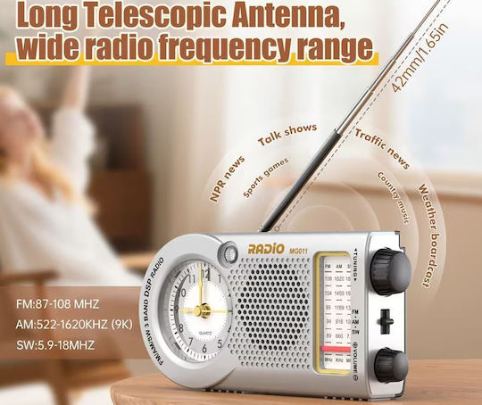 MG011 Radio Reîncărcabil Argintiu