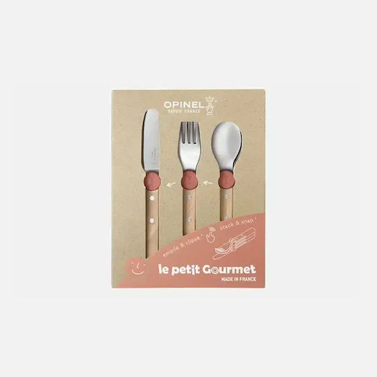 Set Spoon Knife Fork Le Petit Gourmet Coral Opinel