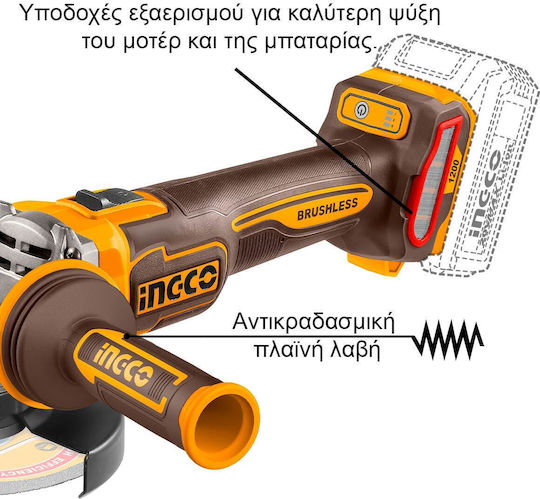 Ingco Battery Tool Set Angle Grinder & Impact Drill Driver 20V with 2 Batteries and Case