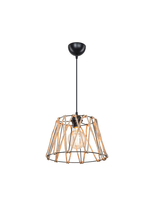Pakketo PWL-1160 Κρεμαστό Φωτιστικό Μαύρο Boho με Σχοινί για Ντουί E27 31x23.5x21εκ.