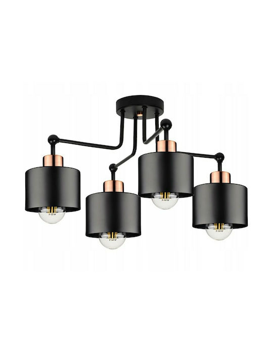 4-arm Metal Chandelier Zola Ceiling Mount 230v 60w E27 Black