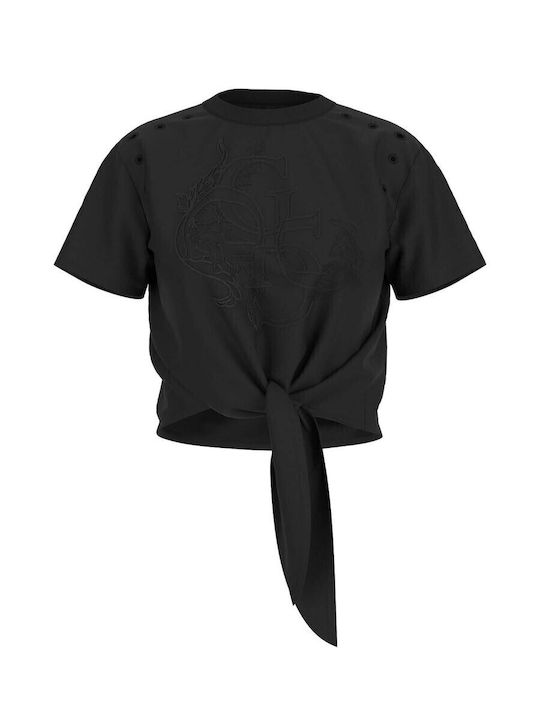 Damen Sommer Crop Top Baumwolle Kurzärmelig Schwarz