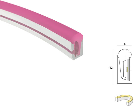 Bandă LED Rezistentă La Apă 24V Lumină Roz 1m Neon Flex
