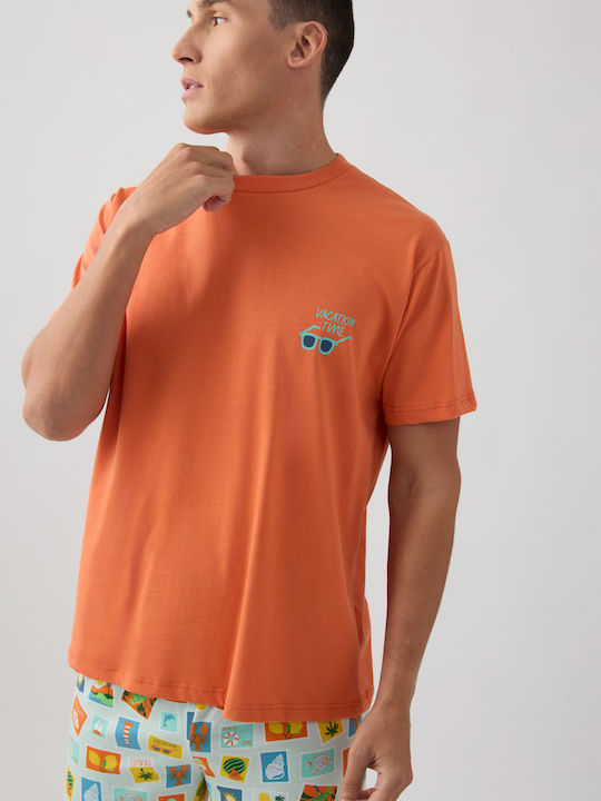 Minerva Sommer Herrenpyjama Mandarine
