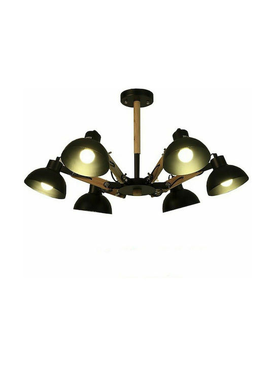 GloboStar Oldschool Pendant Light Black Bell for 6 Bulbs E27 75x75x40cm