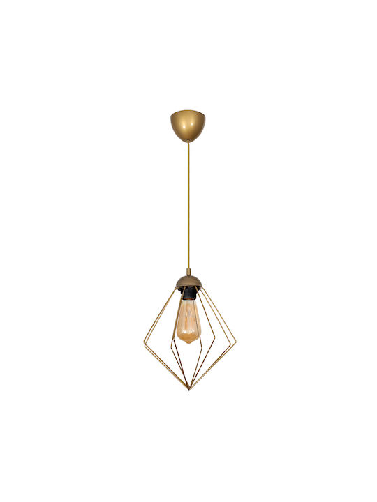 Megapap Nura Κρεμαστό Φωτιστικό Χρυσό με Ντουί E27 24x24x72εκ.