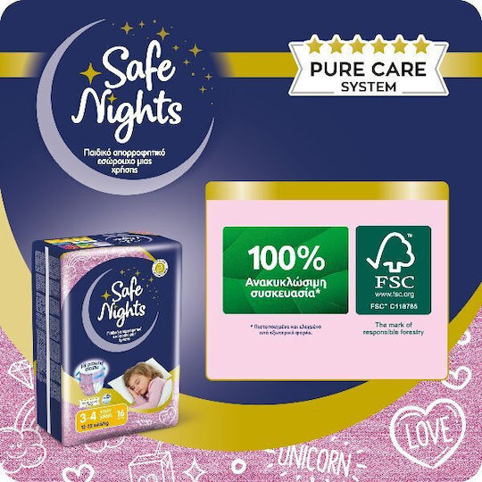 Safe Nights Diaper Pants Girl For 12-22kg 16 Pieces