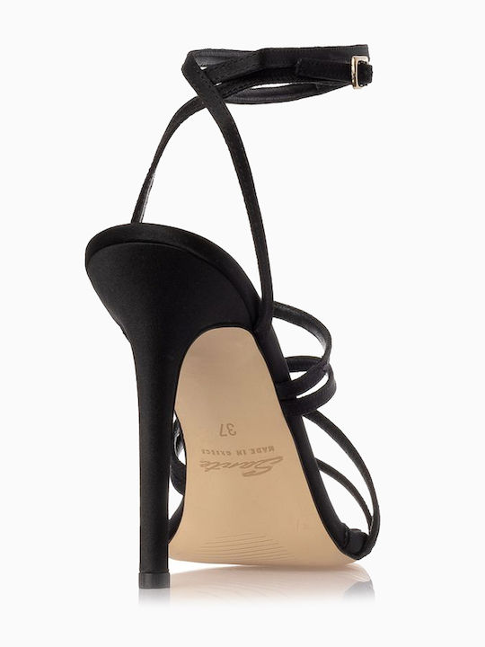 Damen Sandalen Schwarz Stoff