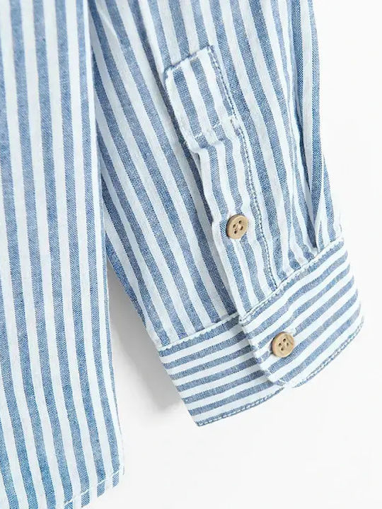 Kids Striped Long-sleeved Blue Shirt
