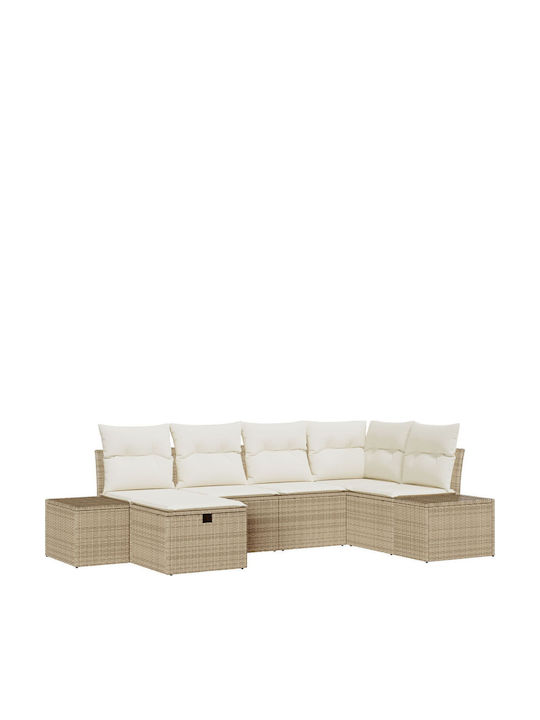 Corner Outdoor Sofa Rattan with Chest and Cushions 55x62x69cm
