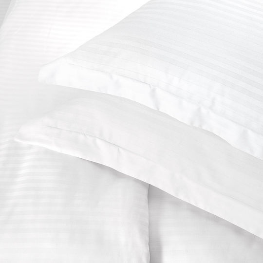 Rythmos Satin Stripes Set Bed Sheets Single 170x270cm White (3pcs)