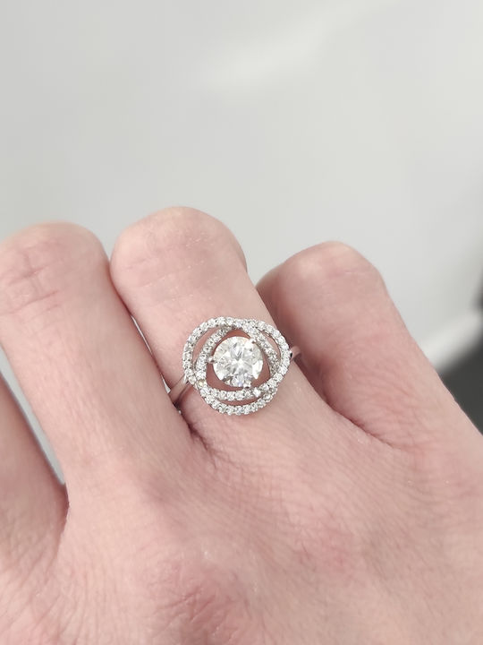 Brizzling Single Stone Ring Silver with Diamond