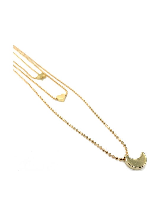Triple Lucky Charm Moon Necklace