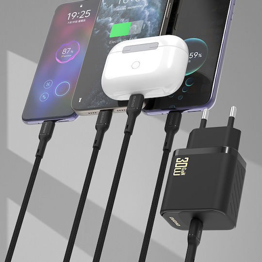 Dudao Charger GaN with USB-C Port and Cable USB-C - USB-C 30W Power Delivery Whites (A27PCEU)