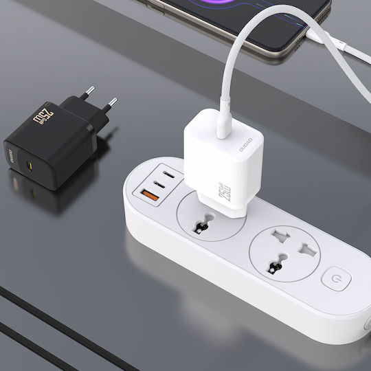 Dudao Charger GaN with USB-C Port and Cable USB-C - USB-C 25W Power Delivery Whites (A27CEU)