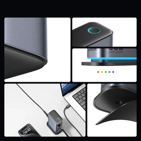 Joyroom Зарядна станция GaN с 2 USB-A и 4 USB-C порта, 65 W Power Delivery, в Сив цвят (JR-TCM02 UK Socket)