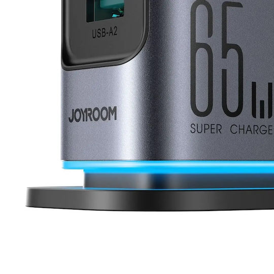 Joyroom Зарядна станция GaN с 2 USB-A и 4 USB-C порта, 65 W Power Delivery, в Сив цвят (JR-TCM02 UK Socket)
