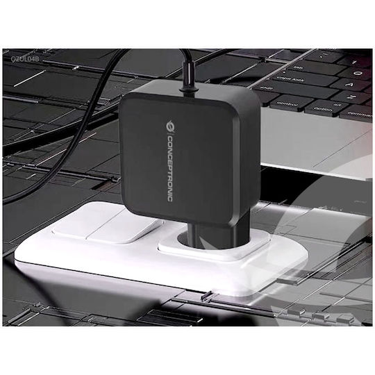 Conceptronic Φορτιστής Χωρίς Καλώδιο GaN 67W Power Delivery Μαύρος (OZUL04BE)