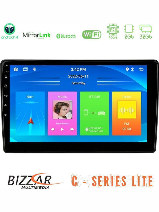 Bizzar Auto-Audiosystem für Volkswagen Scirocco 2008 – 2014 mit A/C (Bluetooth/USB/AUX/Eingebautes Wi-Fi / 3G/GPS/Android Auto) mit Touchscreen 9"
