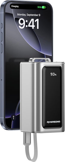 Riversong Vision 35 Power Bank 10000mAh 35W με Θύρα USB-A και Θύρα USB-C Ασημί