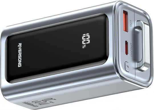 Riversong Vision 35 Power Bank 10000mAh 35W με Θύρα USB-A και Θύρα USB-C Ασημί