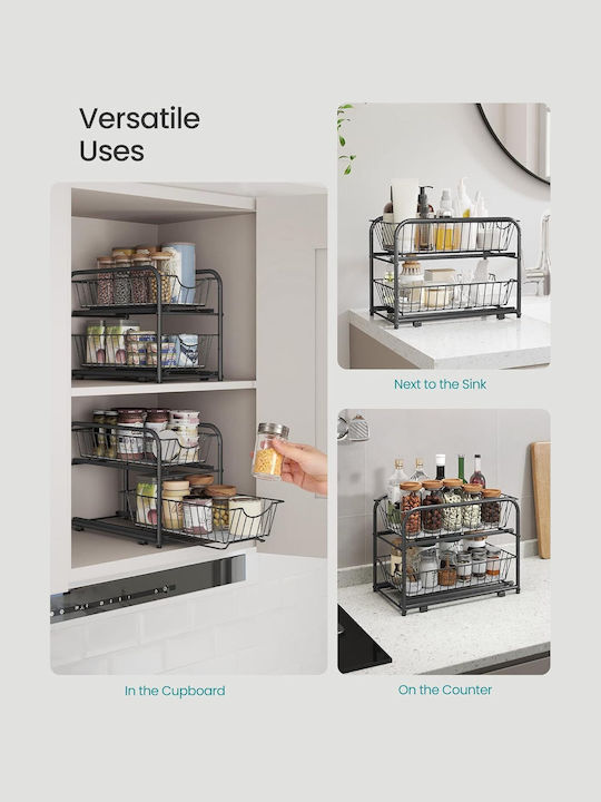 Songmics Floor Bathroom Shelf Metallic Black
