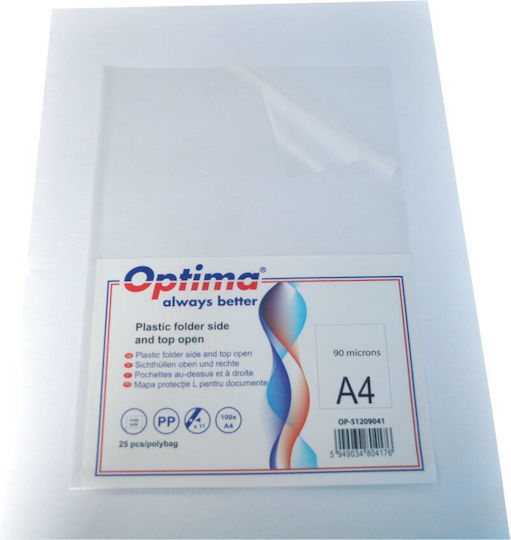 Optima L Protective Folder A4 Documents 90 Microns 25/set Optima Transparent