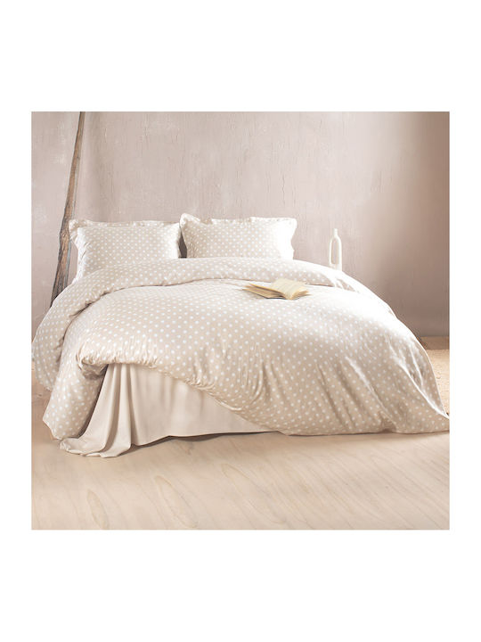 Rythmos Σετ Παπλωματοθήκη Βαμβακερή 230x250cm Υπέρδιπλη με 2 Μαξιλαροθήκες & 2 Σεντόνια Μπεζ