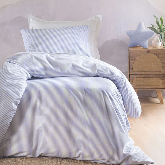 Rythmos Set Baumwollbettbezug 160x250cm Einzel mit Kissenbezug Motiv 150-204-32-2451 Hellblau