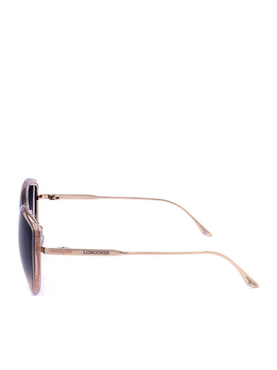 Longines Woman Sunglasses with Rose Gold Frame and Blue Lens
