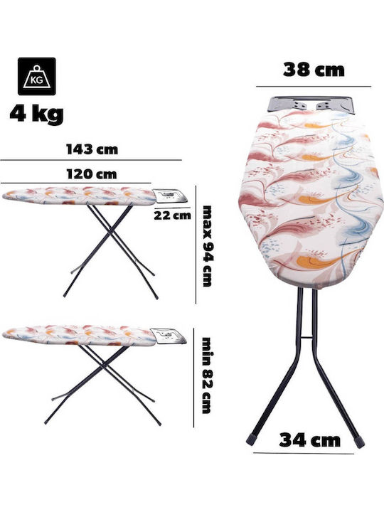Kadax Masă de Călcat pentru Fier de Călcat cu Aburi Compactă 120x38cm 5906638310625