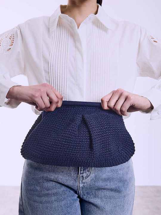 Celestino Γυναικεία Τσάντα Clutch Πλεκτή Σκούρο Μπλε